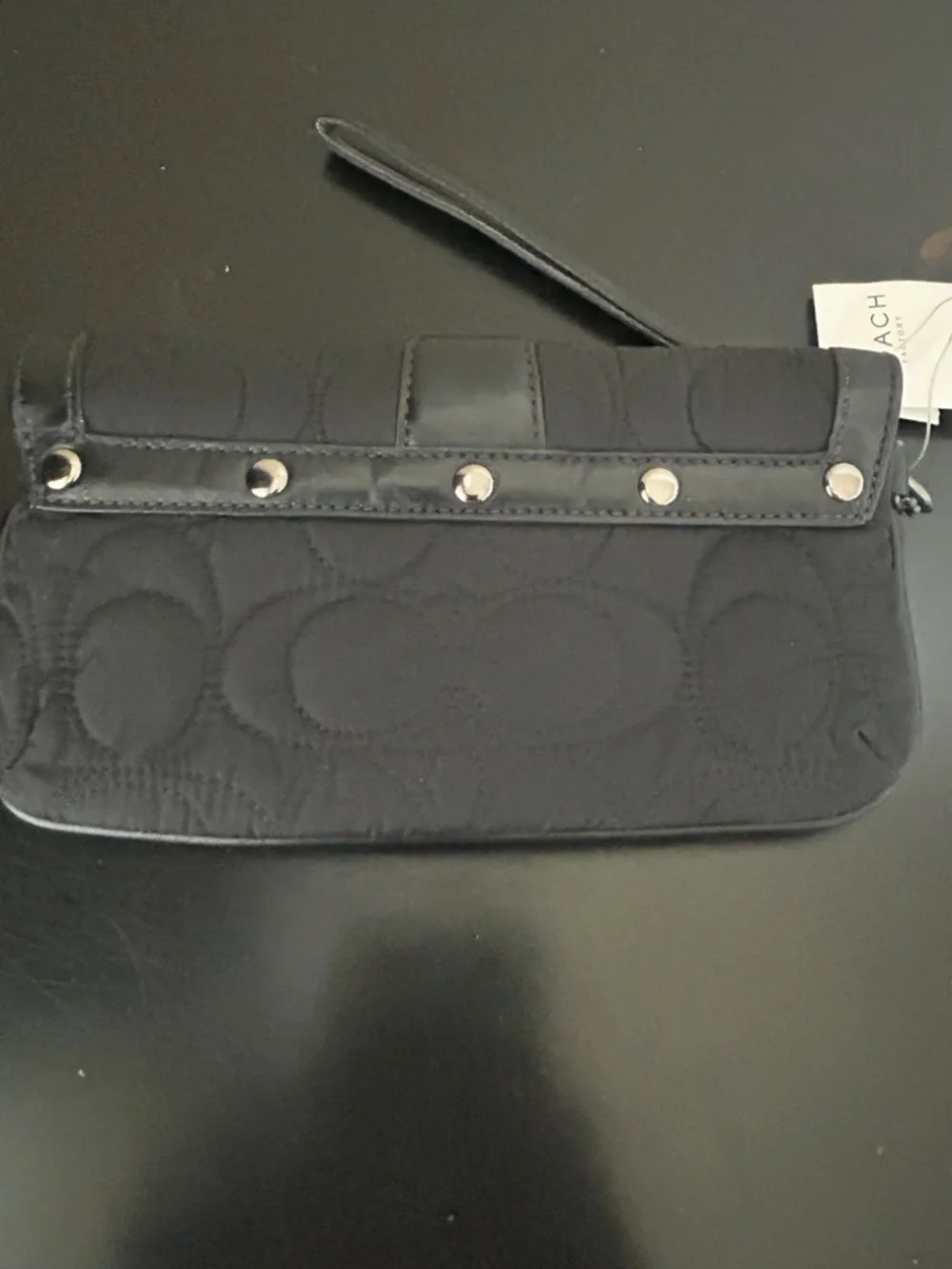Coach Soho Quilted Black Nylon Buckle Wristlet. NWT. Vintage Y2K
